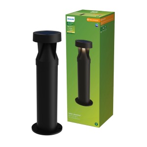 Philips Avery Solar Sockelleuchte, schwarz. Solar-betriebene Wegeleuchte mit Sensor.