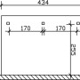 Technische Zeichnung der Skan Holz Terrassenüberdachung Andria, Maße: 434 x 300 cm.
