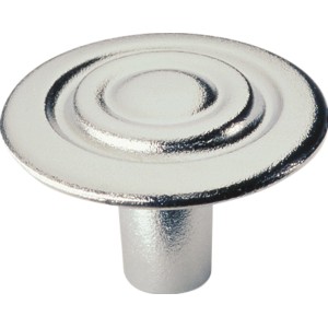 Möbelknopf 920, Chrom matt, runder Metallknopf mit konzentrischen Kreisen.