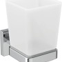 Ideal Standard IOM Cube Zahnputzbecher: Satiniertes Glas mit Chrom-Halterung.