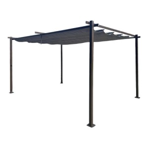 Jet-Line Gartenpavillon Kairo Light aus Alu mit Schiebedach 3 x 3 Meter in Anthrazit