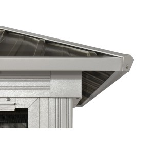 Detailaufnahme des Sojag Pavillon Olan: Dach aus Stahlblech und Aluminiumkonstruktion.