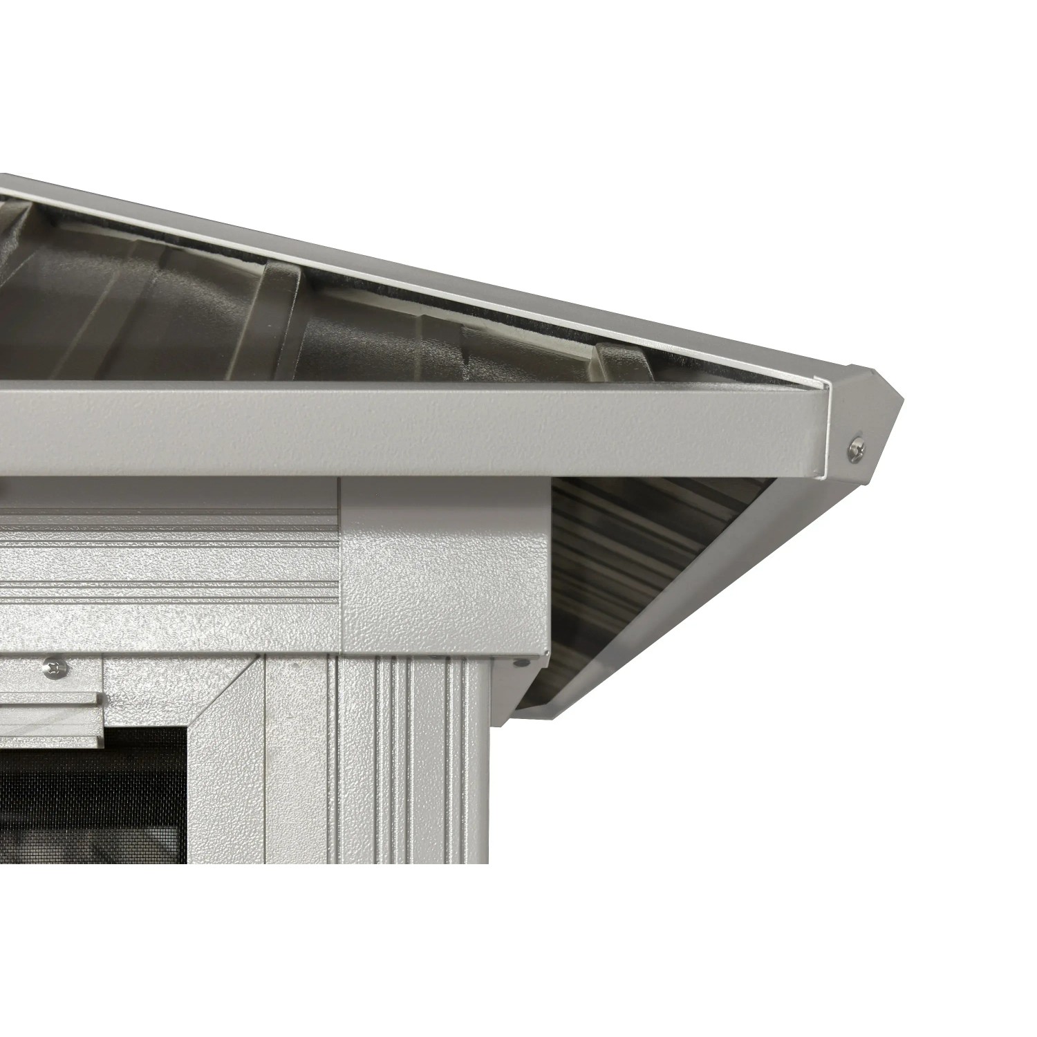 Detailaufnahme des Sojag Pavillon Olan: Dach aus Stahlblech und Aluminiumkonstruktion.