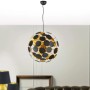 Moderne Trio Pendelleuchte Discalgo in Schwarz-Gold mit runden Kunststoffscheiben.