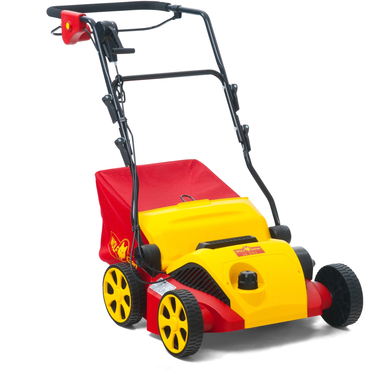 Wolf-Garten Elektro-Vertikutierer VA 378 E, 1800 W, rot und gelb.