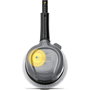 Kärcher WB 130 Rotierende Waschbürste mit transparentem Gehäuse und gelbem Bürstenkopf.