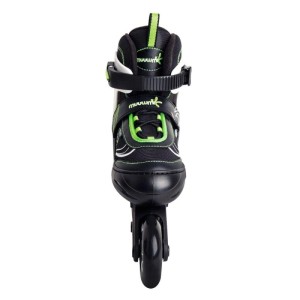 Grün-schwarzer Muuwmi Kinderinliner, größenverstellbar, mit Schnellschnürung und Powerstrap. Ideal für Sport & Fitness.