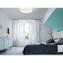 Gardinenringe Windsor Edelstahloptik (10er-Pack) an Gardinenstange im Schlafzimmer.