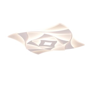 Moderne, weiße Trio LED Deckenleuchte Akita, 48x48cm, mit geometrischem Design.