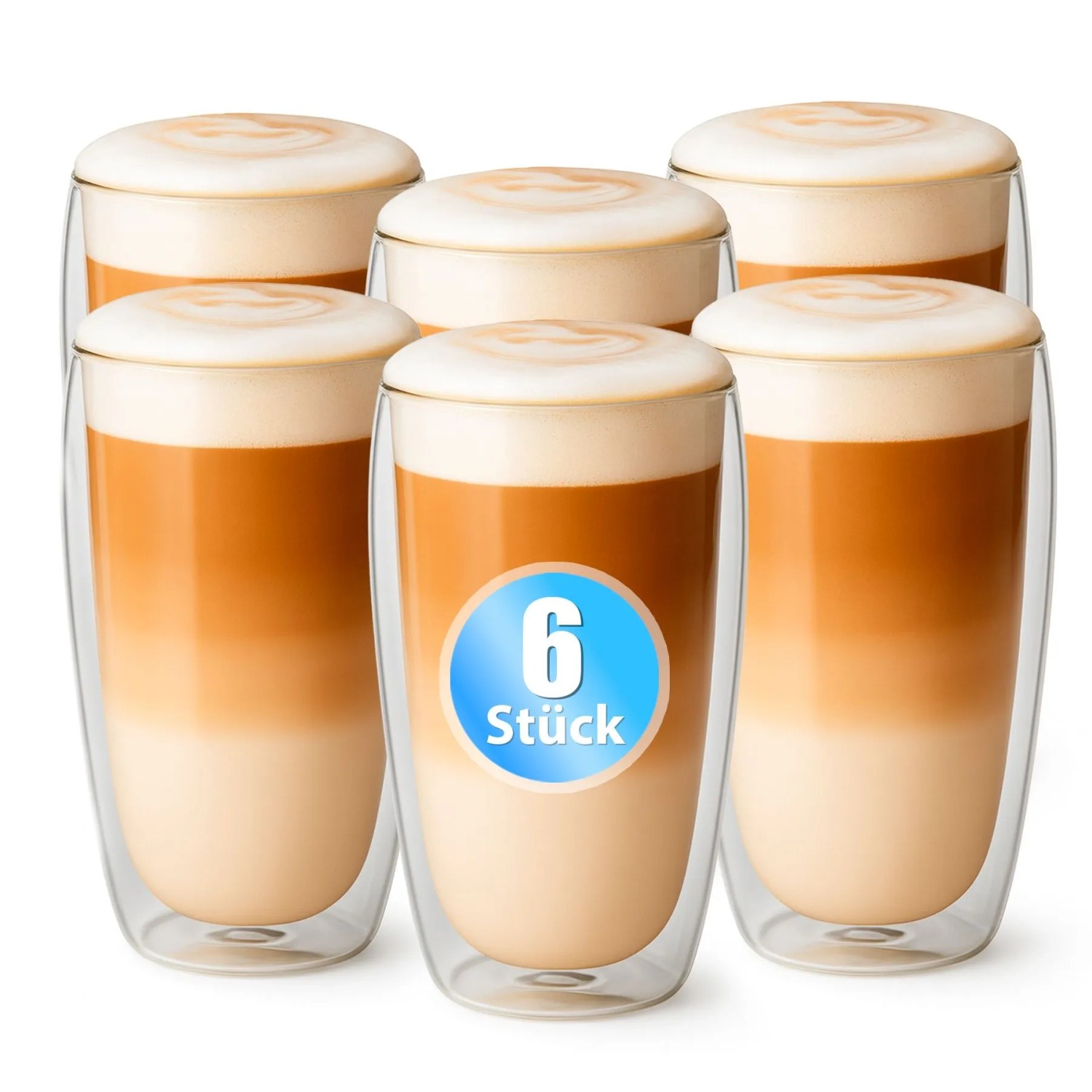 Pacs Ruler BigDean 6 Stück Hohe Doppelwandige Latte Macchiato Gläser 350 ml aus ...