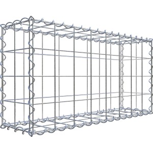 Leere Gabiona Gabione, 80x40x20 cm, Maschenweite 10x10 cm, aus verzinktem Drahtgitter.