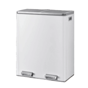 Songmics Mülleimer Pary, weiß-grau, 2 Fächer à 30 l, mit Pedal und Softclose.