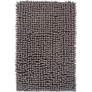 Grauer Lalee Badteppich Fluffy (40x60 cm) mit weichem Flor für Badezimmer.