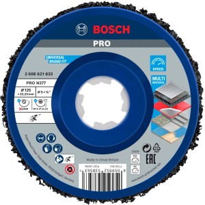 Bosch X-Lock Reinigungsscheibe N377 Metall, blau-schwarz, Ø 125 mm, für Winkelschleifer Zubehör.