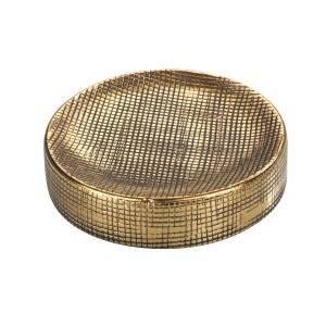 Goldene Wenko Seifenablage Rivara aus Keramik mit strukturierter Oberfläche.