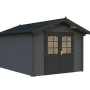 Palmako Gartenhaus Lotta, 275x380 cm, grau-anthrazit, mit Doppeltür und Lichtausschnitt.