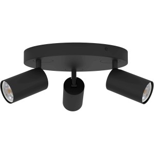 Schwarze Eglo LED-Spotleuchte Telimbela-Z, 3-flammig, runde Form. Connect Leuchte für Smart Home.
