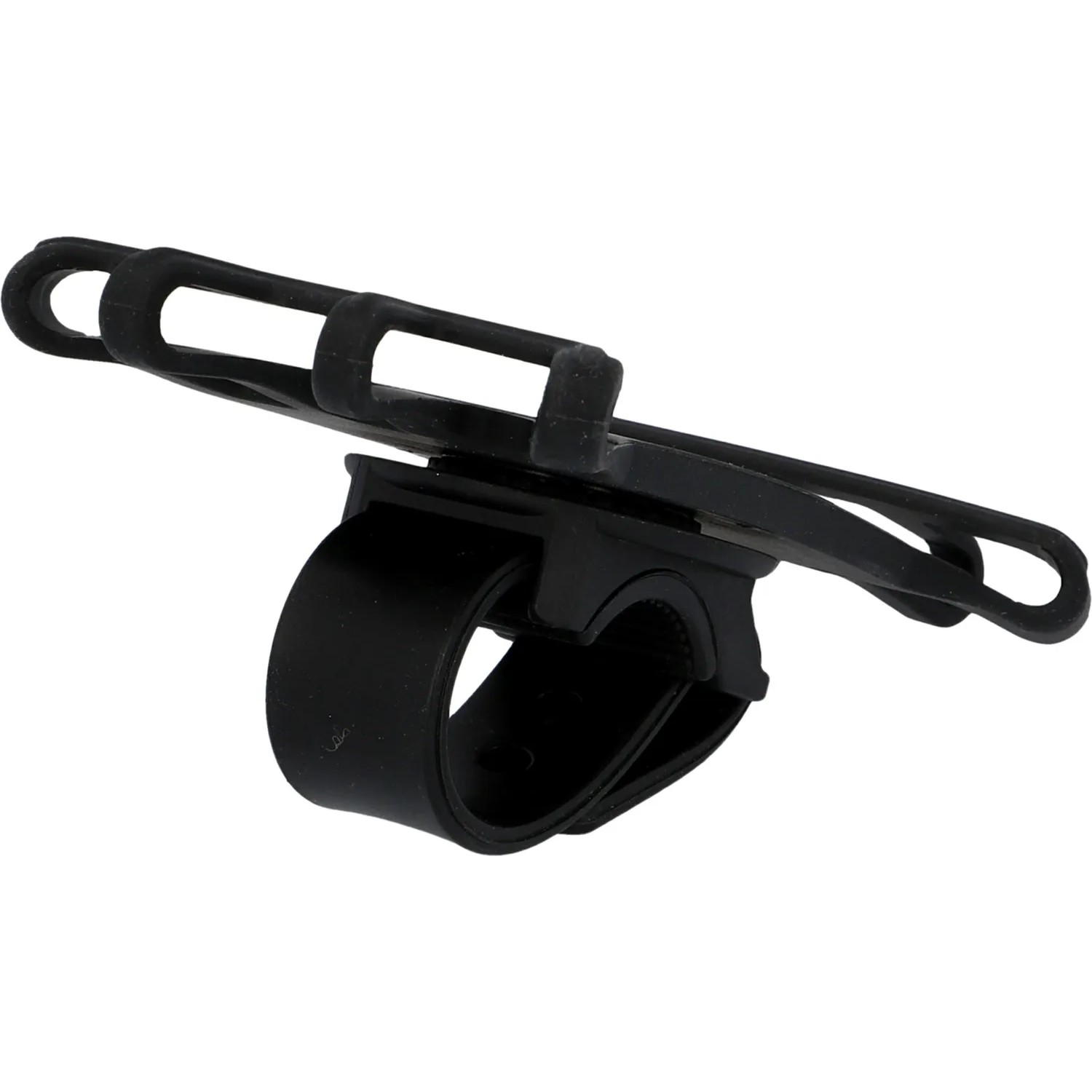 Schwarze Fischer Smartphonehalterung aus Silikon mit 360° Drehfunktion.