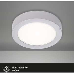 Briloner LED-Deckenleuchte, Chrom matt, Ø 17cm, neutralweißes Licht für Innenräume.