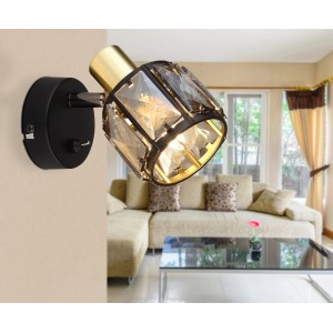 Globo Wandlampe Indiana 1-flammig Schwarz-Gold Rauchfarben 9,2 x 12,5 cm