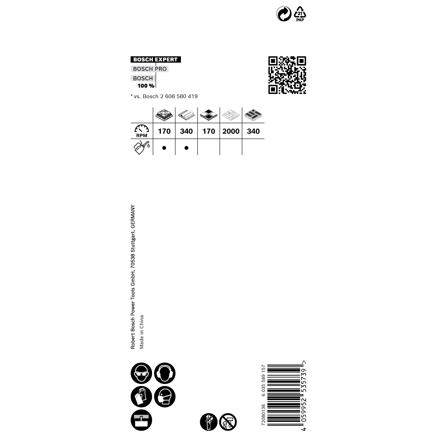 Verpackungsinformationen Bosch Expert Lochsäge Tough Material Ø 51 mm x 60 mm.