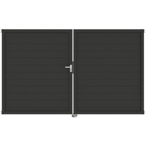 GroJa Lumino Steckzaun Tor, DIN links, Anthrazit: 2-flügeliges Gartentor mit Alu-Rahmen und Beschlagset.
