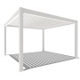Weißer Weide Deluxe Plus Aluminium-Pavillon mit elektrischem Lamellendach, 4x4m. Moderne Terrassenüberdachung.
