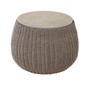 Siena Garden Gartentisch Liguria Rund Stein Taupe-Grau 60,5 cm x 60,5 cm
