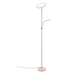 Beige Brilo LED Stehleuchte Sira mit Lesearm. Dimmbarer Deckenfluter und Leselicht, CCT Farbtemperatur.
