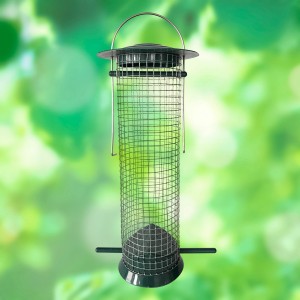 Vogelfuttersilo Easy mit Metalldraht und grünem Kunststoffdach, Fassungsvermögen 0,75 l.