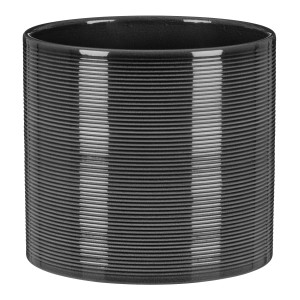 Scheurich Übertopf 828, Ø 23 cm, grau, mit horizontaler Rillenstruktur für Innenräume.