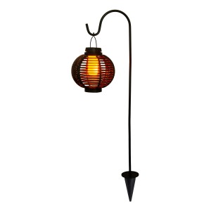 Braune Näve LED Solarleuchte Lampion mit Erdspieß für den Garten, 78cm hoch.