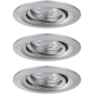 Paulmann LED-Einbauleuchten Nova mini, 3er Set, schwenkbar, Eisen gebürstet.