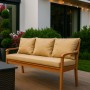 Beige Setgarden Bankauflage mit 3 Kissen für 3-Sitzer Gartenbank, 140x60 cm + 2x 50x56 cm.