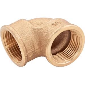 Gewinde-Winkel aus Rotguss, 24,1 mm (Rp 3/4), zur Verbindung von Rohren im 90-Grad-Winkel.