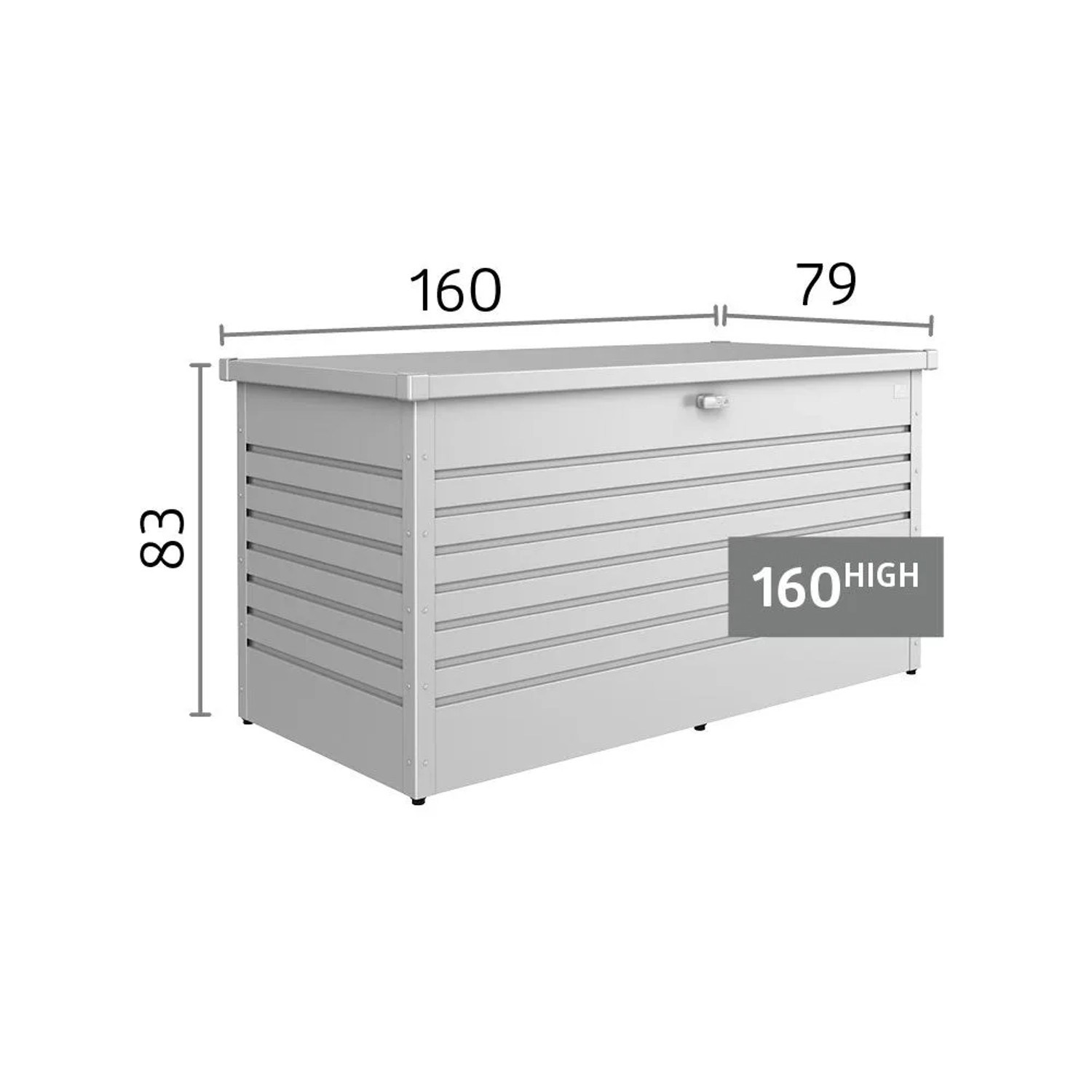 Biohort FreizeitBox 160 High, bronze-metallic, aus feuerverzinktem Stahlblech, regenwasserdicht, 160x83x79 cm.