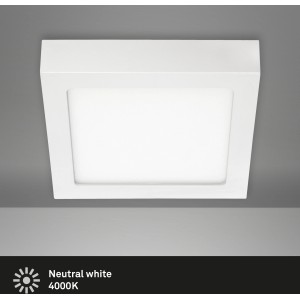 Weiße, quadratische Briloner LED Deckenleuchte Fire, 12W, für Wand und Decke.
