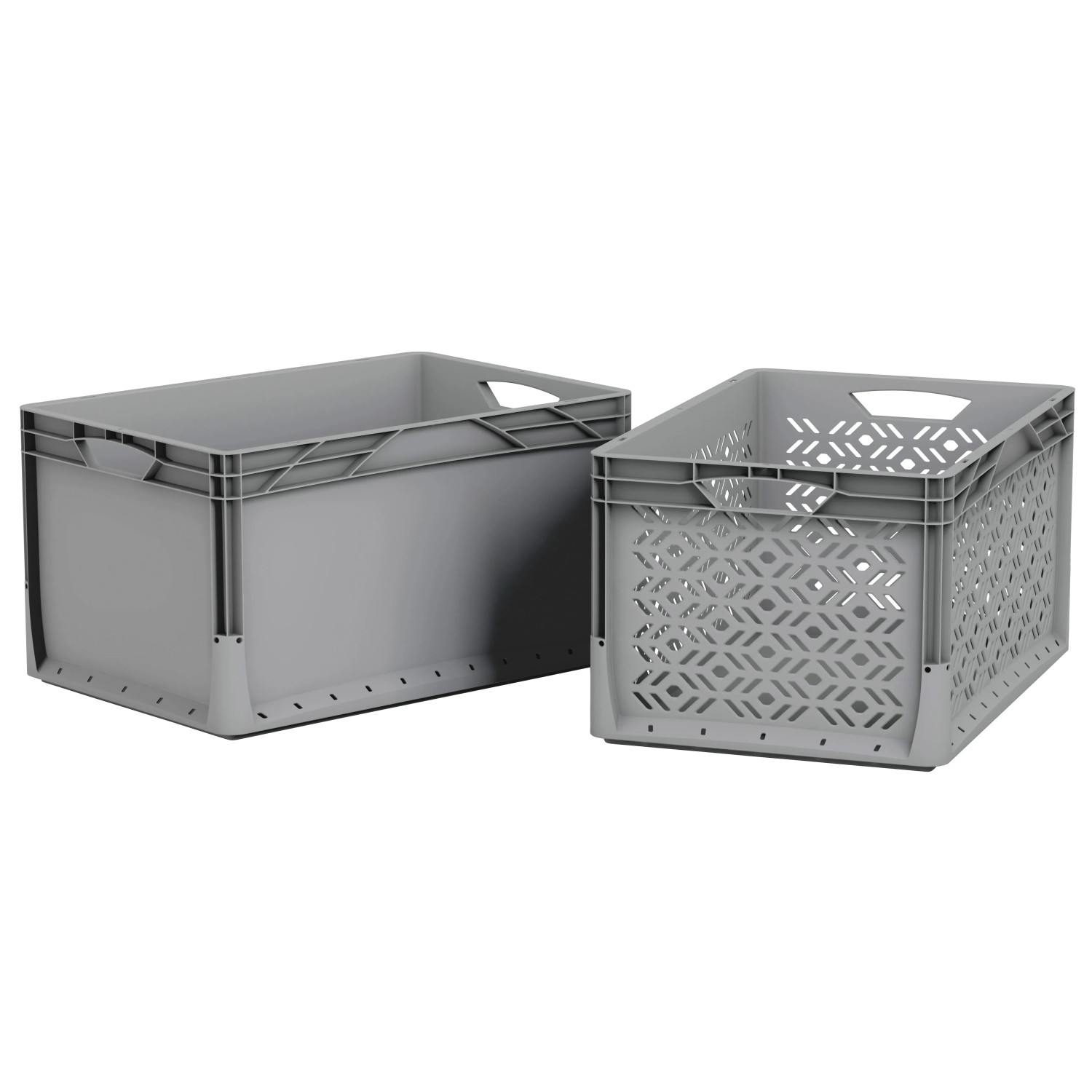 Graue Eurobox-System Box (60x40x32 cm) mit Vollwand und Lochwand, Aufbewahrungsboxen.