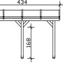 Technische Zeichnung: Skan Holz Terrassenüberdachung Andria, Maße 434 x 300 cm.