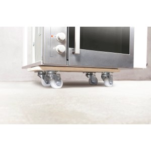 OBI Transportbrett TE-500 mit Mikrowelle, 500 kg Tragkraft, Rollen für Teppich.