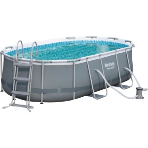 Bestway Stahlrahmen Pool Set Steel Pro Max, oval, 427x250x100 cm, mit Leiter und Pumpe.