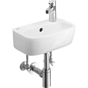 baliv Handwaschbecken-Set, 36 cm, Weiß, mit Armatur und Siphon.