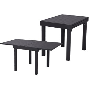 Ausziehbarer, anthrazitfarbener Gartentisch Elena von Garden Pleasure, 130x65 cm.