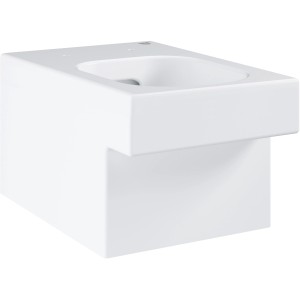Weißes, spülrandloses Grohe Wand-WC Cube aus Keramik mit PureGuard Beschichtung.