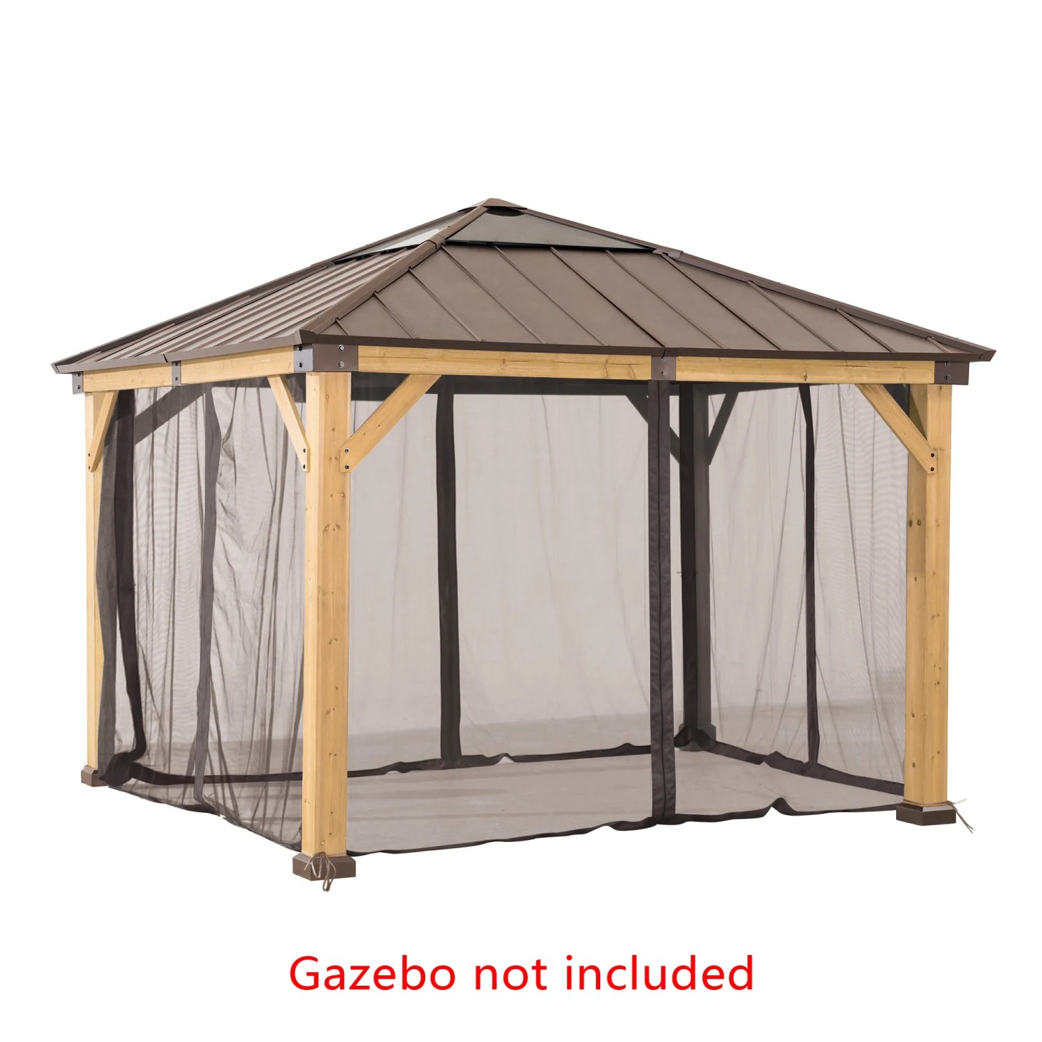 Sunjoy Zedernholz Gazebo Netz, Khaki, 273x273 cm. Moskitonetz für Pavillon, Insektenschutz.