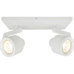 Weißer OBI LIGHTING Gradara Halogen-Spot mit 2 Leuchten und verstellbaren Armen.