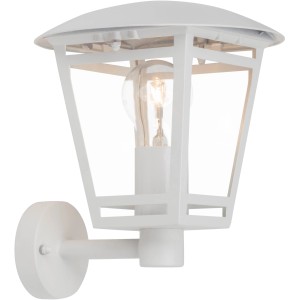 Weiße Brilliant Riley Außenwandleuchte, 24x23cm, für Garten, Terrasse oder Balkon.