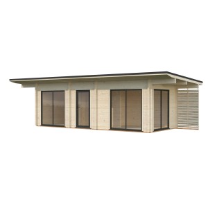 Palmako Ferienhaus Cecilia, 760x314 cm, naturbelassen. Weekendhaus mit großen Fensterfronten und Schiebetüren.