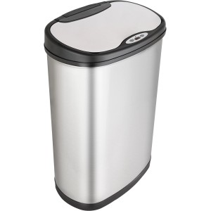 Edelstahl Mülleimer mit Sensor, 50 Liter Fassungsvermögen für hygienische Abfallentsorgung.