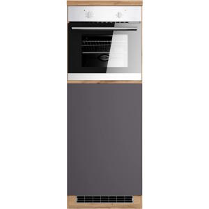 Held Möbel Kühlschrankumbauschrank/Ofenumbauschrank Turin, 60 cm, Graphit/Wotaneiche